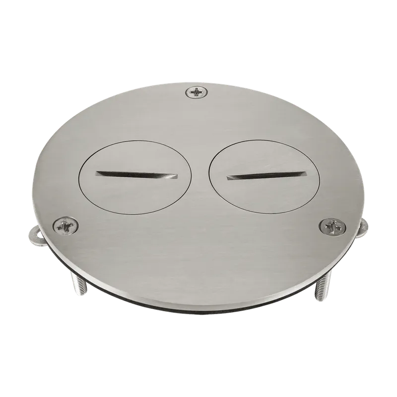 Enerlites 4” Dia. Stainless Steel Flush Round Cover Plate with 20A Duplex Tamper & Weather Resistant Receptacle — Sunco Lighting LED Landscape Lights  