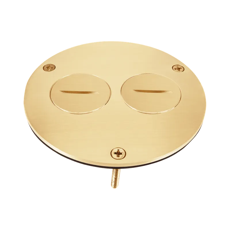 Enerlites 4” Dia. Brass Flush Round Cover Plate with 20A Duplex Tamper & Weather Resistant Receptacle — Sunco Lighting LED Landscape Lights  