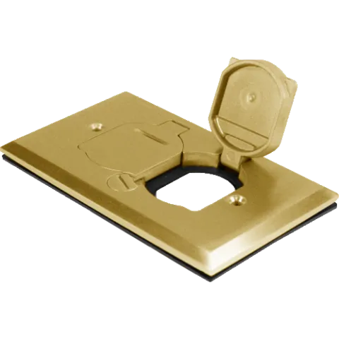 Enerlites 1-Gang Brass Floor Box Cover With Flip Lid — Sunco Lighting LED Landscape Lights  