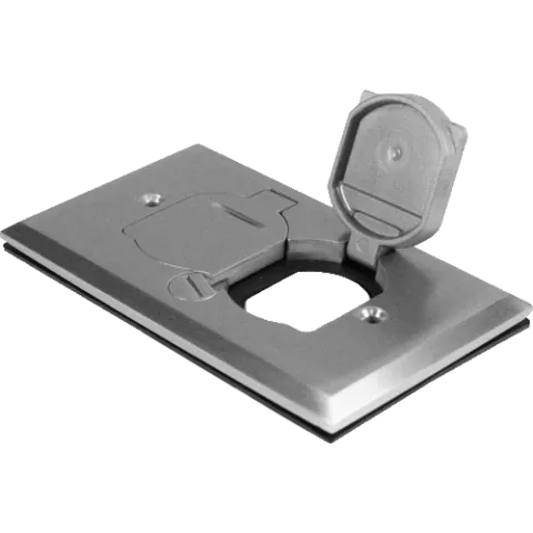 Enerlites 1-Gang Nickel Floor Box Cover With Flip Lid — Sunco Lighting LED Landscape Lights  