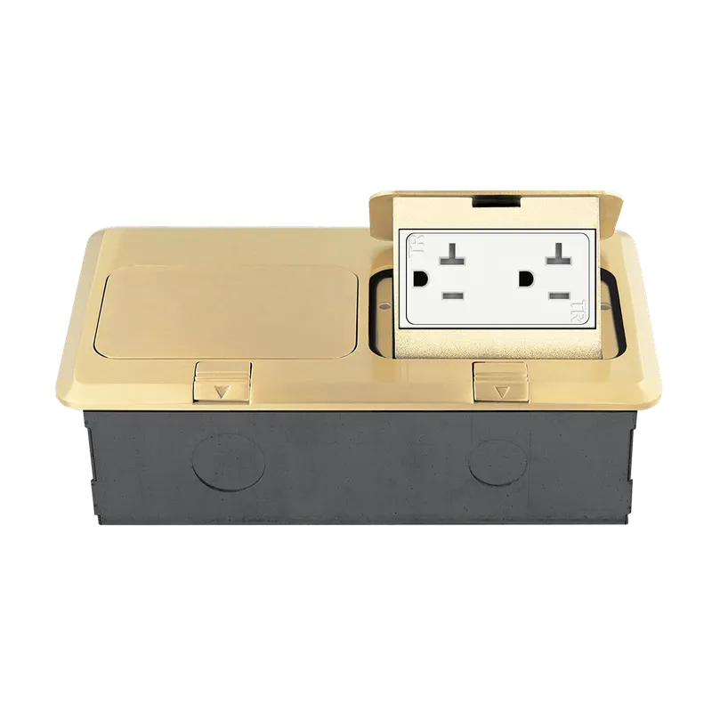 Enerlites Two-Gang Pop-Up Floor Box Kit with 20A Decorator Duplex Tamper & Weather Resistant Receptacle — Sunco Lighting LED Landscape Lights  
