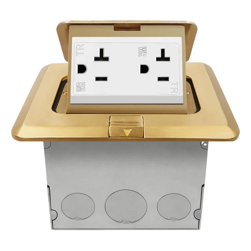 Enerlites Square Pop-Up Floor Box Kit with 20A Decorator Duplex Tamper & Weather Resistant Receptacle — Sunco Lighting LED Landscape Lights  
