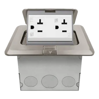 Enerlites Nickel-Plated Square Pop-up Floor Box Assembly with 20A Tamper-Resistant & Weather Resistant Receptacle — Sunco Lighting LED Landscape Lights  