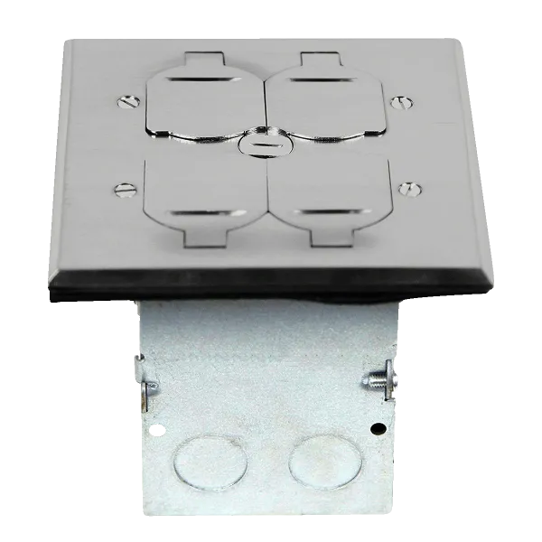 Enerlites Two-Gang Floor Box Kit with Flip Lid Cover, 20A Duplex Tamper & Weather Resistant Receptacle — Sunco Lighting LED Landscape Lights  