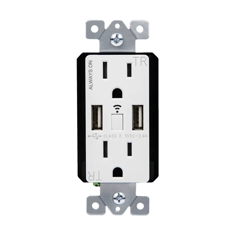 Enerlites Wi-Fi Smart Tamper-Resistant 15A Decorator Duplex Receptacle with 2.4A Dual USB Ports — Sunco Lighting LED Landscape Lights  