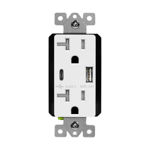 Enerlites USB Wall Outlet, USB-C and USB-A, 5amps, Tamper-Resistant 20A Duplex Receptacles — Sunco Lighting LED Landscape Lights  