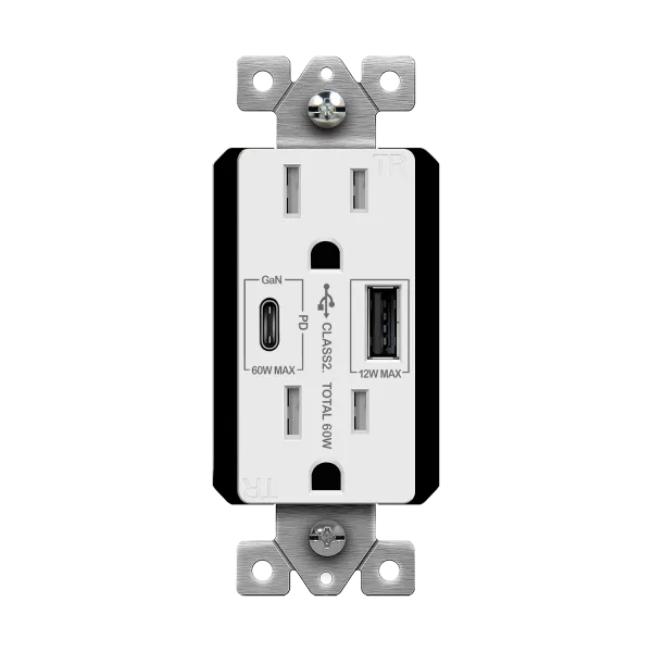 Enerlites 60W Power Delivery, Type A/C USB Outlet, Tamper-Resistant 15A Duplex Receptacles — Sunco Lighting LED Landscape Lights 60.0W 