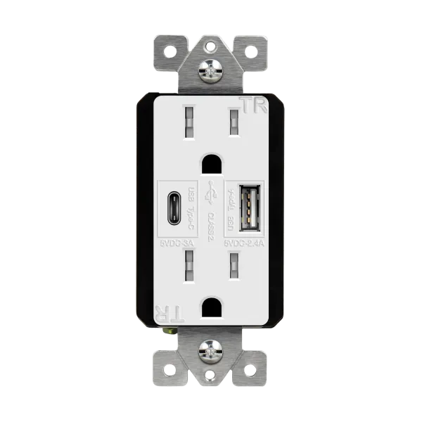 Enerlites 5.8A USB-A/C Wall Outlet, Tamper-Resistant 15A Duplex Receptacles — Sunco Lighting LED Landscape Lights  