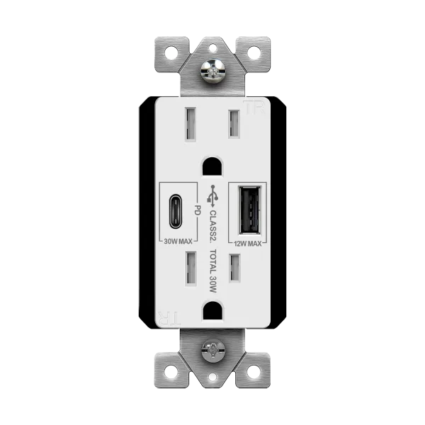 Enerlites 30W Power Delivery, USB Outlet Tyoe A/C USB Outlet, Tamper-Resistant 15A Duplex Receptacles — Sunco Lighting LED Landscape Lights 30.0W 