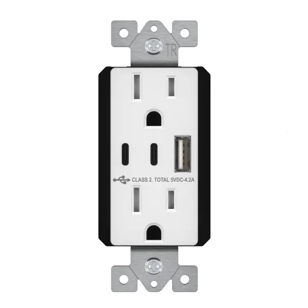 Enerlites 4.2A USB-A/C Outlet, Tamper-Resistant 15A Duplex Receptacles — Sunco Lighting LED Landscape Lights  