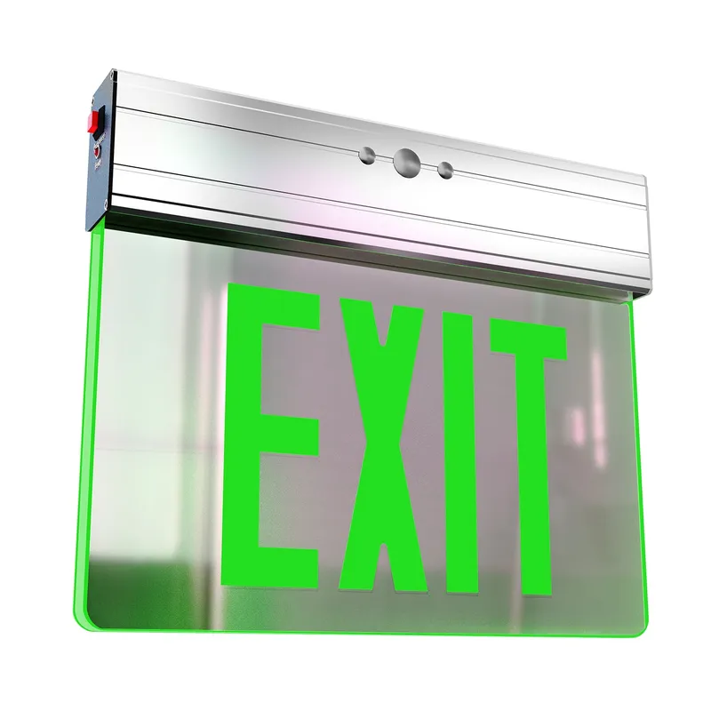 LED Edge-Lit Clear Exit Sign (Green), Double-Sided — Sunco Lighting LED Flood Lights  8500K