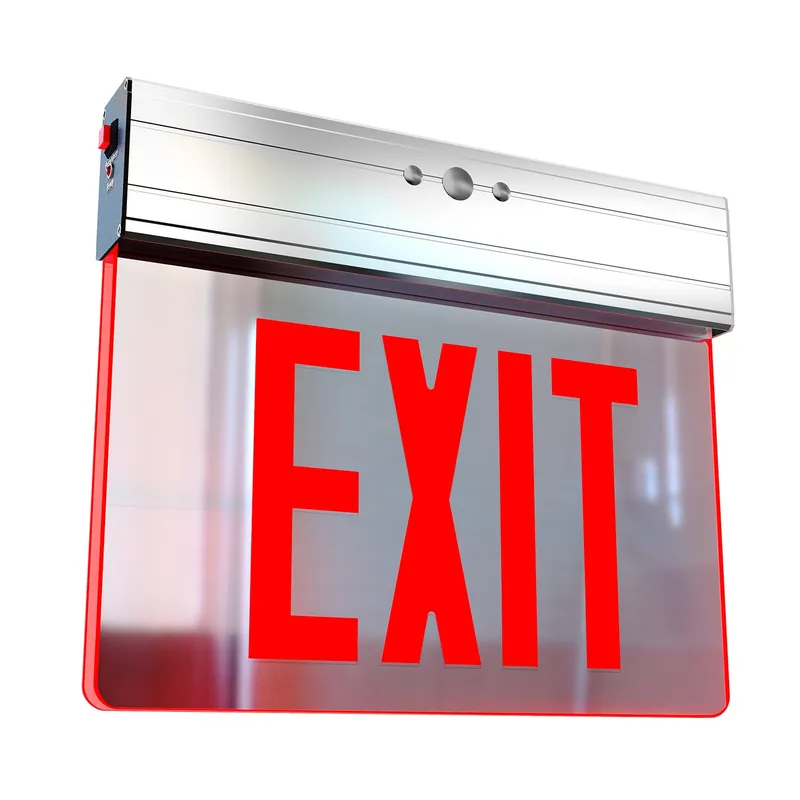 LED Edge-Lit Clear Exit Sign (Red), Double-Sided — Sunco Lighting LED Flood Lights  