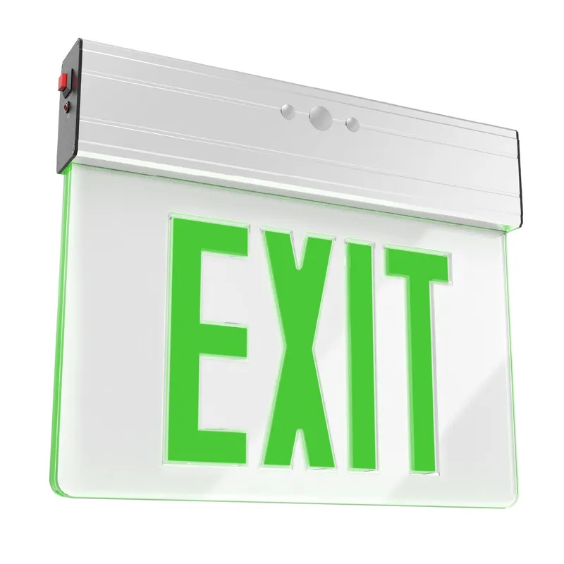 LED Edge-Lit Clear Exit Sign (Green), Single-Sided — Sunco Lighting LED Flood Lights  