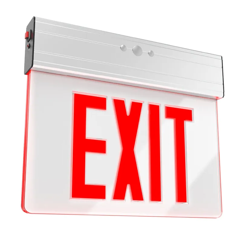 LED Edge-Lit Clear Exit Sign (Red), Single-Sided — Sunco Lighting LED Flood Lights  