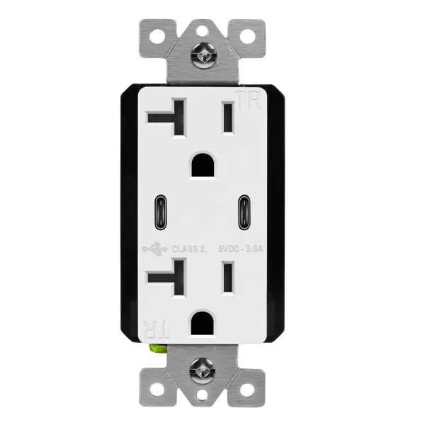 Enerlites 3.6A Dual USB-C Charger Outlet, Tamper-Resistant 20A Duplex Receptacles — Sunco Lighting LED Landscape Lights  