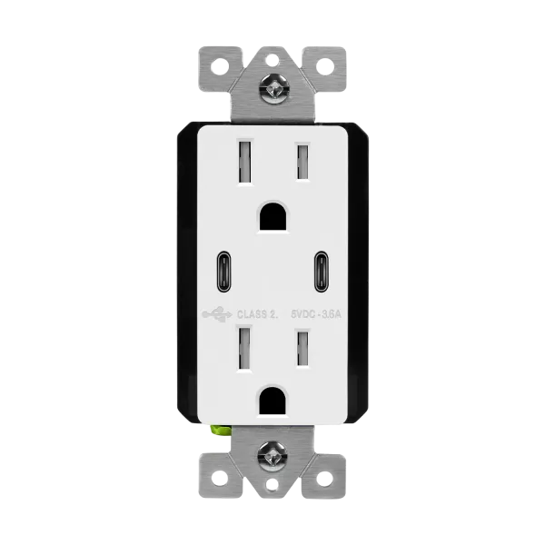 Enerlites 3.6A Dual USB-C Outlet, Tamper-Resistant 15A Duplex Receptacles — Sunco Lighting LED Landscape Lights  
