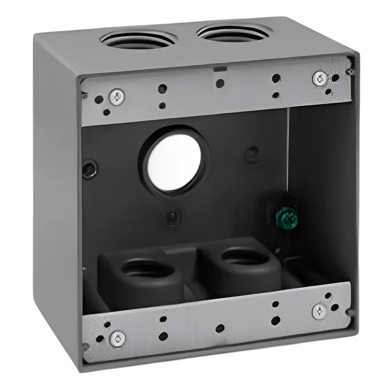Enerlites 3/4 in. 2-Gang 5-Holes Weatherproof Box — Sunco Lighting LED Lighting Controls  
