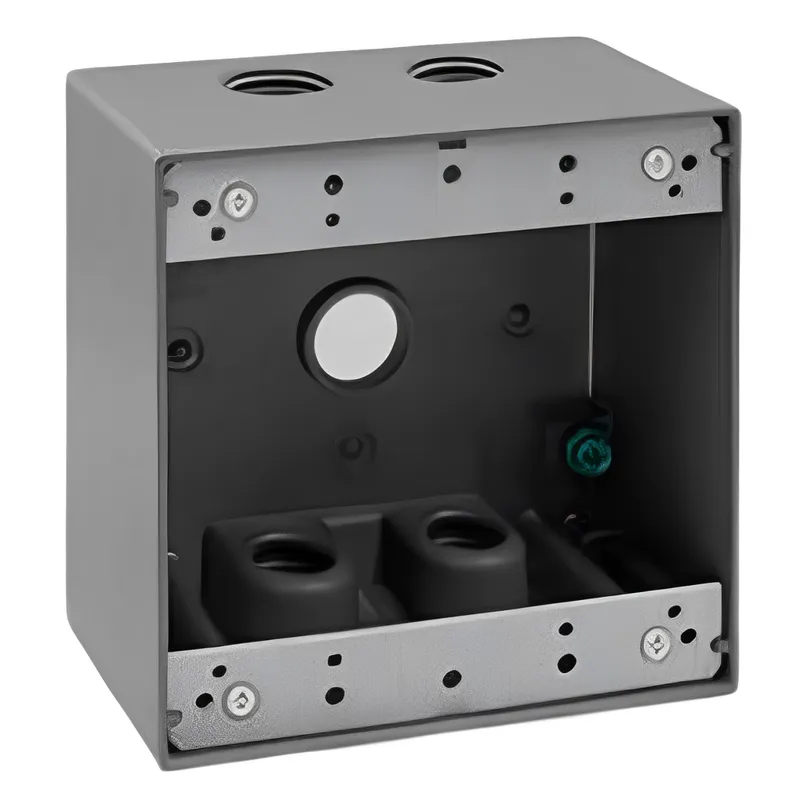 Enerlites 1/2 in. 2-Gang 5-Holes Weatherproof Box — Sunco Lighting LED Lighting Controls  