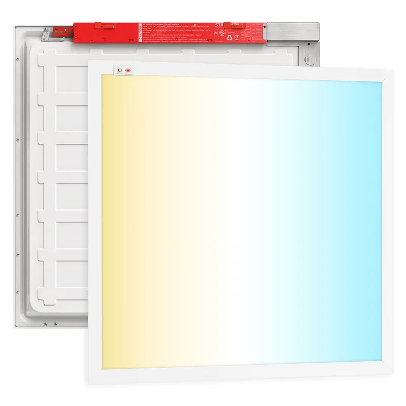 LED Ceiling Panel Light with Battery Backup, 40W/30W/20W, 2x2, Selectable Wattage & CCT, 5200 Lumens — Sunco Lighting LED Downlights 40.0W 4000K