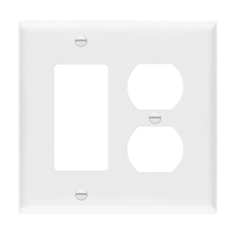 Enerlites Combination Two-Gang Wall Plate – Duplex Receptacle and Decorator/GFCI, Mid-Size — Sunco Lighting LED Landscape Lights  