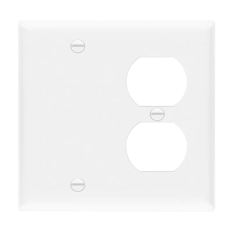 Enerlites Combination Two-Gang Wall Plate – Blank and Duplex Receptacle — Sunco Lighting LED Landscape Lights  