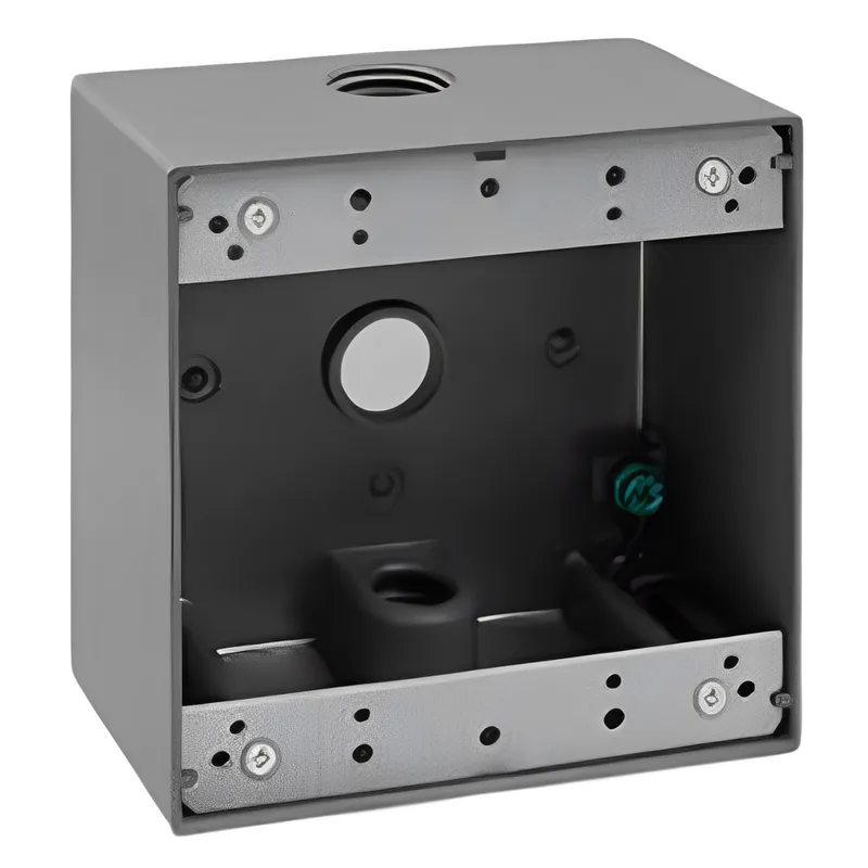 Enerlites 1/2 in. 2-Gang 3-Holes Weatherproof Box — Sunco Lighting LED Lighting Controls  