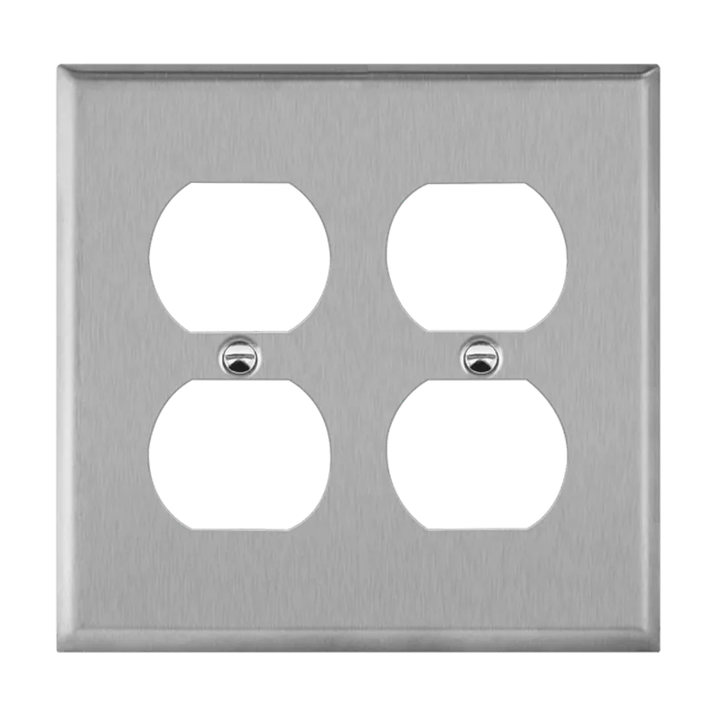 Enerlites Antimicrobial Duplex Receptacle Two-Gang Metal Wall Plate, Mid-Size — Sunco Lighting LED Landscape Lights  