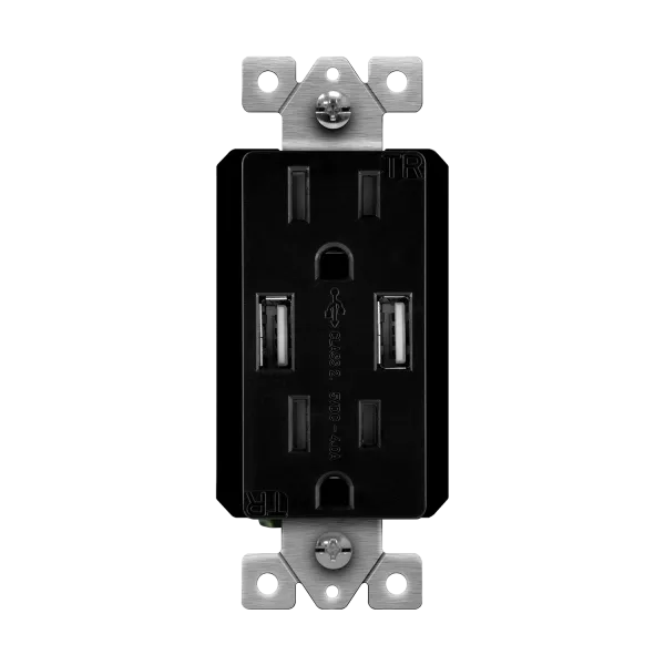 Enerlites 4.8A Dual Type-A USB Charger with 15A Duplex Tamper-Resistant Receptacles and Interchangeable Face Covers — Sunco Lighting LED Landscape Lights  