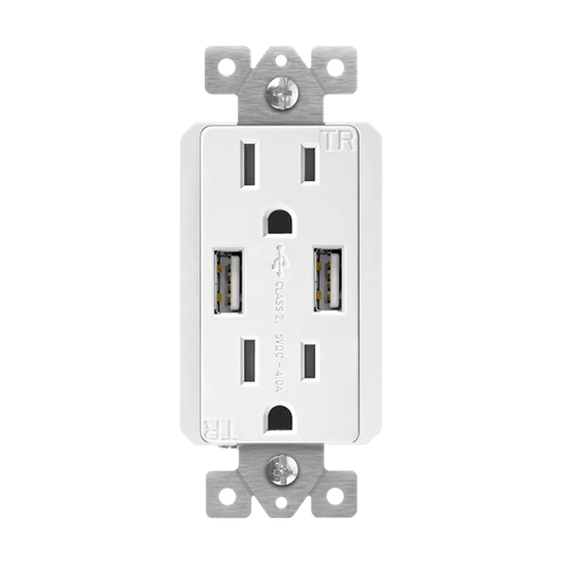 Enerlites Dual Type-A USB Charger with 15A Duplex Tamper-Resistant Receptacles — Sunco Lighting LED Landscape Lights  