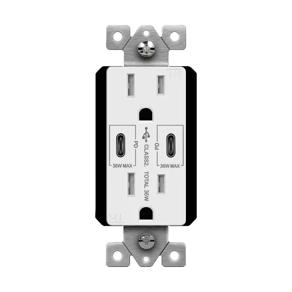 Enerlites 36W Power Delivery, Dual USB-C Outlet, Tamper-Resistant 15A Duplex Receptacles — Sunco Lighting LED Landscape Lights 36.0W 