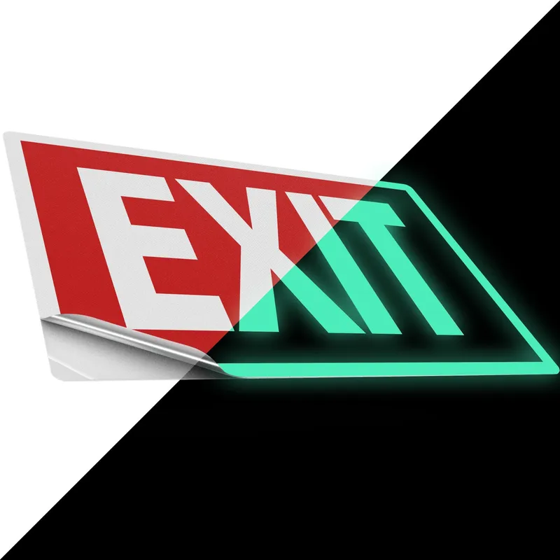 Photoluminescent Exit Sign Sticker, Glow in the Dark — Sunco Lighting LED Flood Lights  