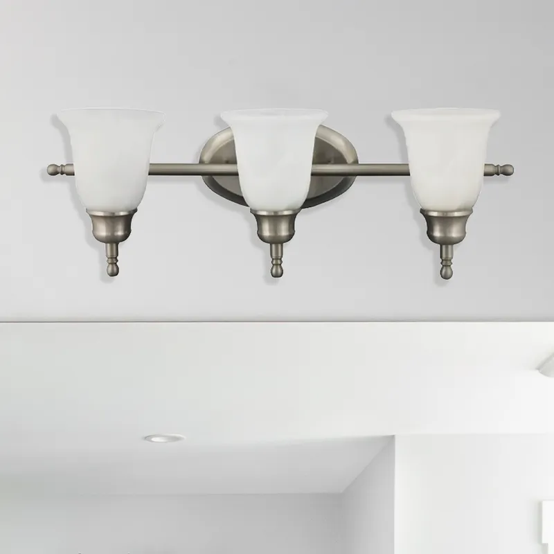LED Satin Nickel Vanity Light, 24" Wide, 3-Light, 4475 Series — Sunco Lighting LED Wall Lights 9.0W 2700K