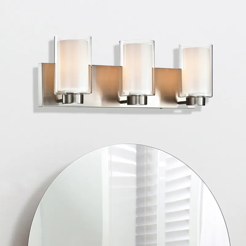 LED Satin Nickel Vanity Light, 22" Wide, 3-Light, 6610D Series — Sunco Lighting LED Wall Lights 9.0W 3000K