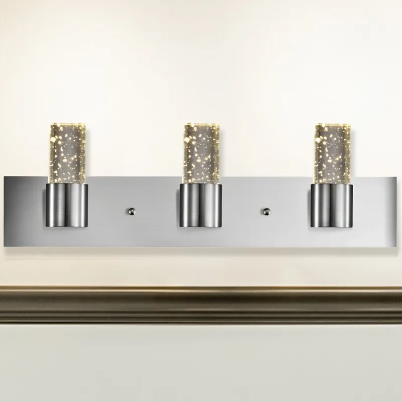 LED Satin Nickel Vanity Light, 24" Wide, 3-Light, FL6724D Series — Sunco Lighting LED Wall Lights 30.0W 3000K