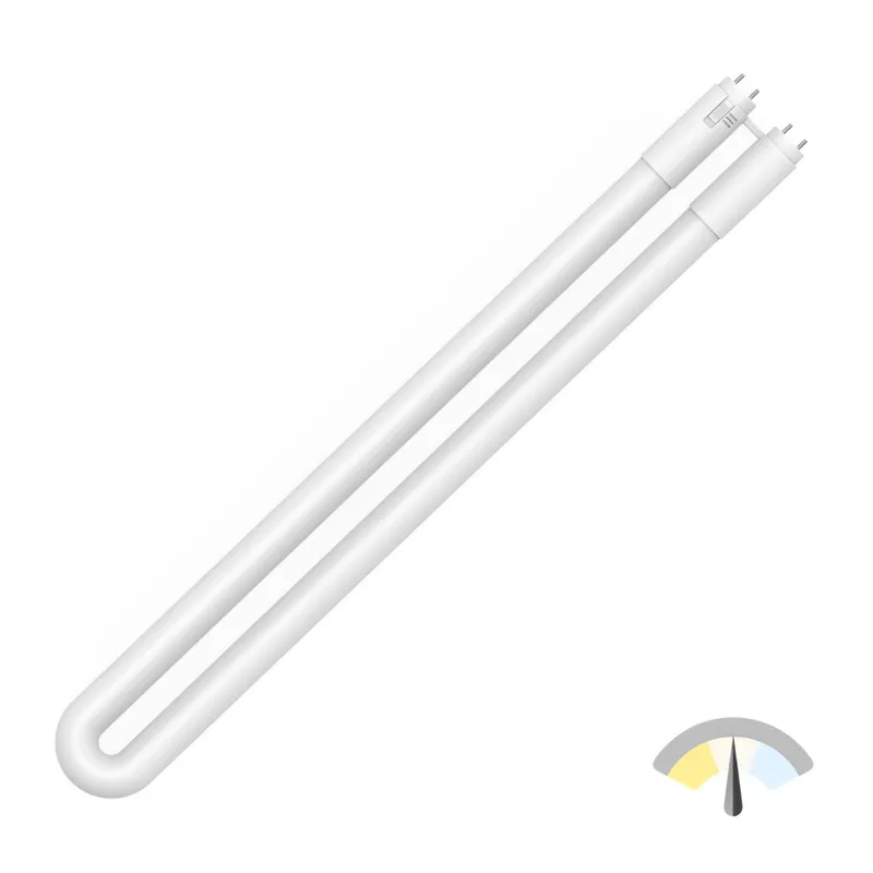 T8 U-Shaped LED Tube, 2ft, Frosted, Plug & Play, Hybrid Type A+B, 13W, Single/Double Ended, Selectable CCT, 1900 Lumens — Sunco Lighting LED Downlights 13.0W 3000K