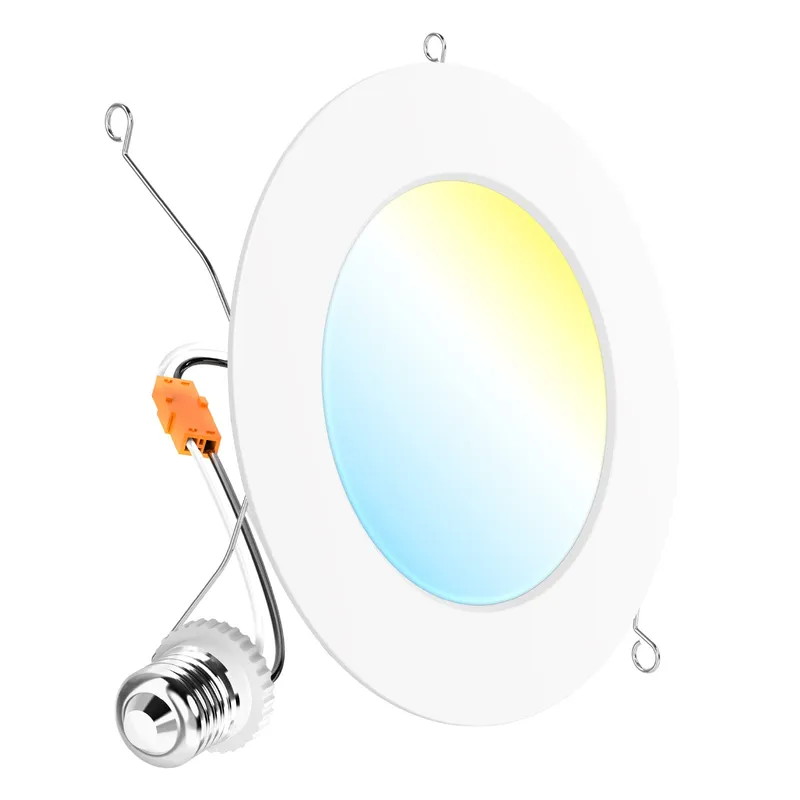 Recessed LED Retrofit Lighting, 6 Inch, Flat Smooth, Selectable CCT, 1200 Lumens — Sunco Lighting LED Downlights  2700K