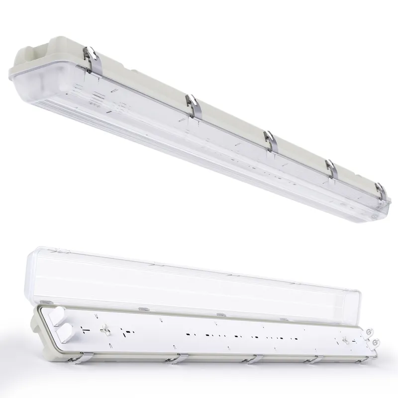 4ft T8 LED Ready Vapor Tight Fixture, Double-Lamp, Non-Shunted, Single Ended — Sunco Lighting LED Linear Lights  