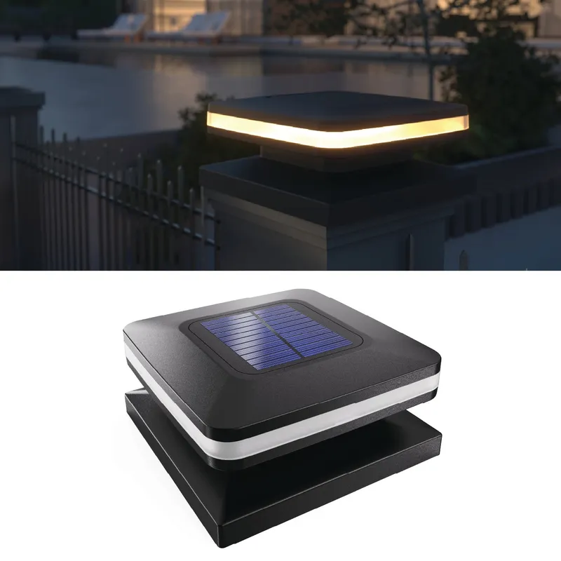Solar LED Square Post Lights, Dusk to Dawn Photocell, Selectable CCT — Sunco Lighting LED Bollards & Pathway Lights  2700K