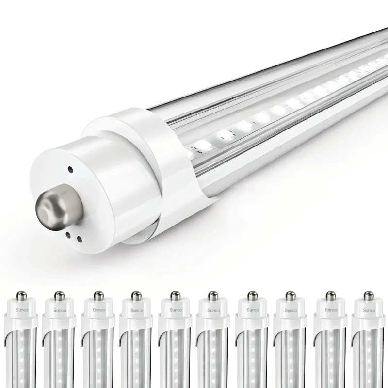 T8 LED Tube, 8ft, FA8 Base, Clear, Bypass, Type B, 40W, Double Ended, 5500 Lumens — Sunco Lighting LED Downlights 40.0W 4000K