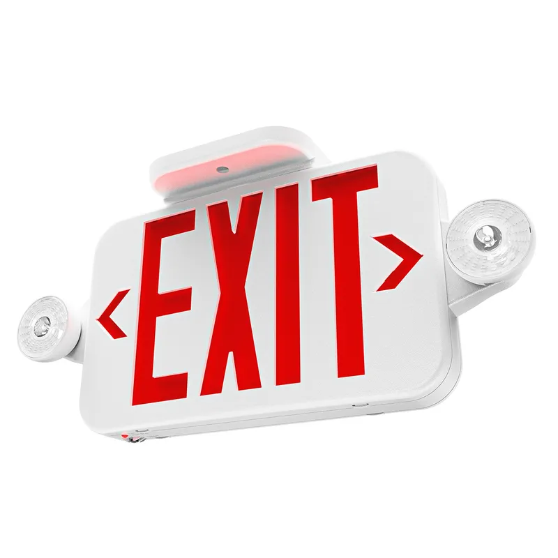2 Round Head LED Exit Sign (Red) — Sunco Lighting LED Flood Lights  