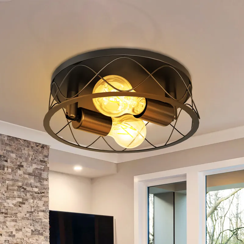 11 Inch Villa Farmhouse Black Ceiling Fixture — Sunco Lighting LED Post Top Lights  2700K