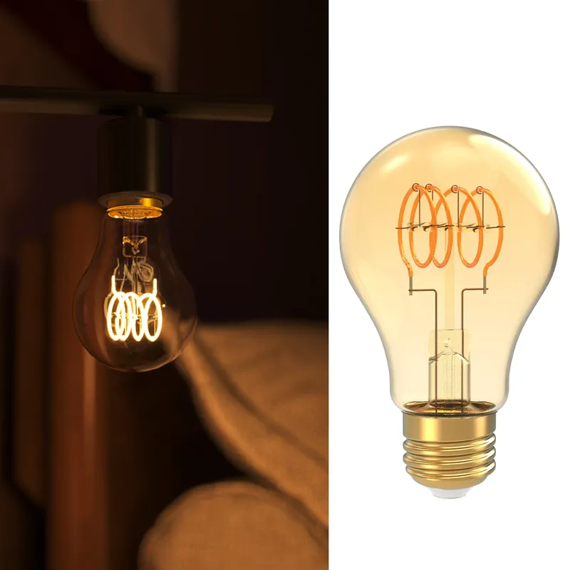 A19 LED Bulb, Spiral Filament, 450 Lumens — Sunco Lighting LED Lighting Controls  2200K