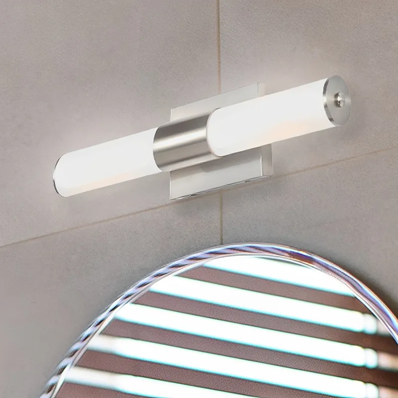LED Satin Nickel Vanity Light, 25.2" Wide, Selectable CCT, FL5524D-C Series — Sunco Lighting LED Wall Lights 17.0W 3000K