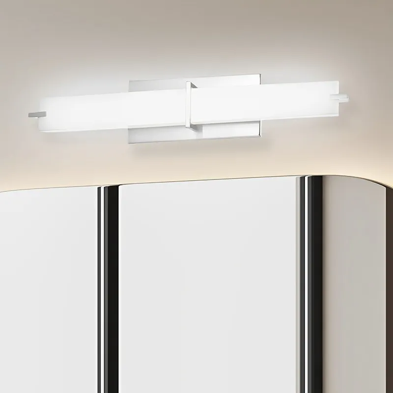 LED Satin Nickel Vanity Light, 25.5" Wide, FL5324D Series — Sunco Lighting LED Wall Lights 17.0W 3000K