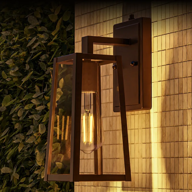 Avalon Caged Wall Sconce, Dusk to Dawn Photocell, ST58 Filament Bulb — Sunco Lighting LED Wall Lights  3000K