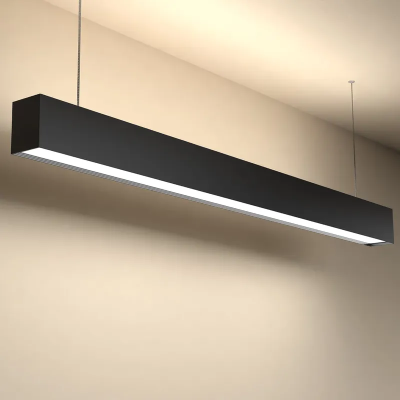 4ft LED Linear Pendant Up/Down Light, Black, 57W, 6300 Lumens — Sunco Lighting LED Linear Lights 57.0W 3000K