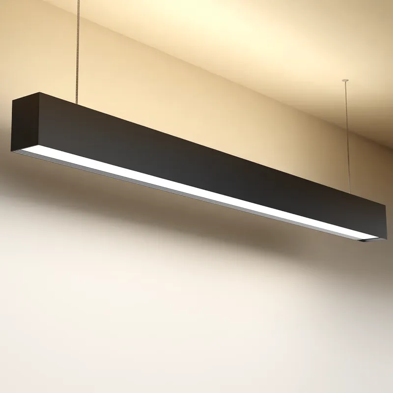 4ft LED Linear Pendant Selectable Up/Down Light, Black, 57W, 6300 Lumens — Sunco Lighting LED Linear Lights 57.0W 3000K