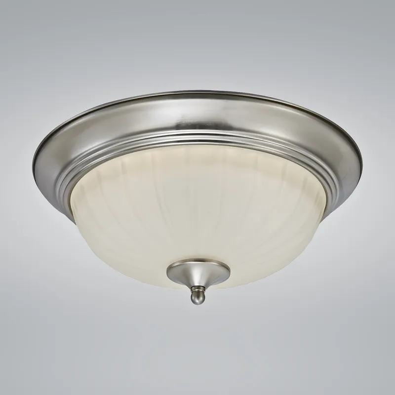 15" Satin Nickel & Frosted Glass Round LED Ceiling Light, 1018D Series — Sunco Lighting LED Post Top Lights 23.0W 3000K