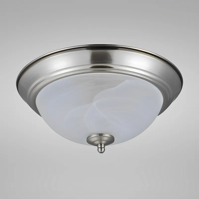 11" Satin Nickel & Frosted Round LED Ceiling Light, 1012D Series — Sunco Lighting LED Post Top Lights 17.0W 3000K
