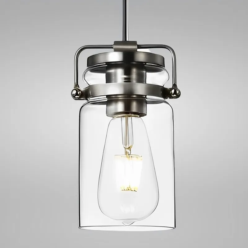 5 3/4" Satin Nickel & Clear Glass LED Mini Pendant Light, P308 Series — Sunco Lighting LED Landscape Lights 8.0W 2700K